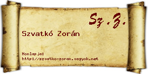 Szvatkó Zorán névjegykártya
